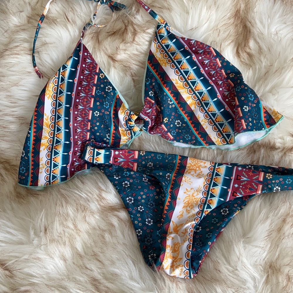 Boho Reversible Stripe Flowy Bikini